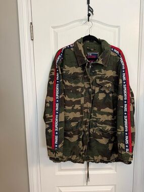 Superdry Camo Field Jacket with Branded Sleeve Tape - Green